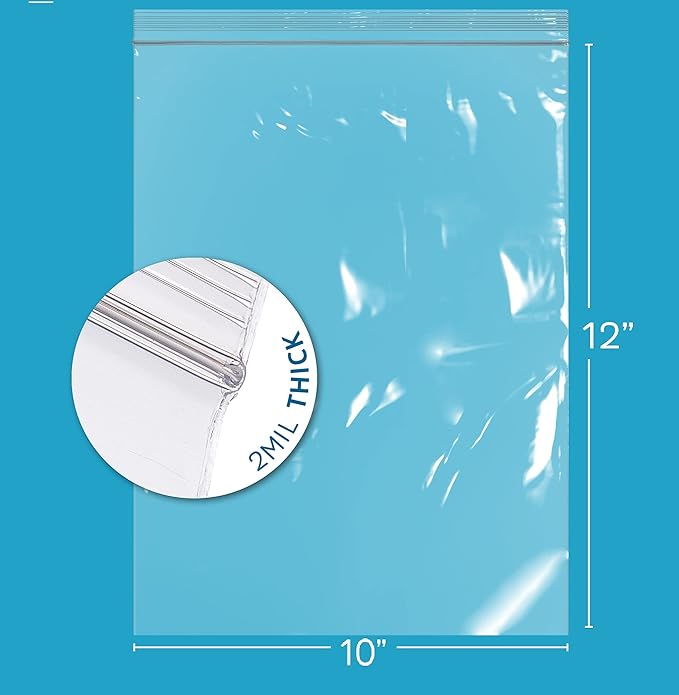 GPI - 10" x 12" 1 Gallon Zip Bags, 1000 Count, 2 Mil, Clear Plastic Reclosable Poly Baggies, with Resealable Zip Top Lock. for A4 Letter Size Paper, Apparel, Clothing, Food, Home & Office Supplies.