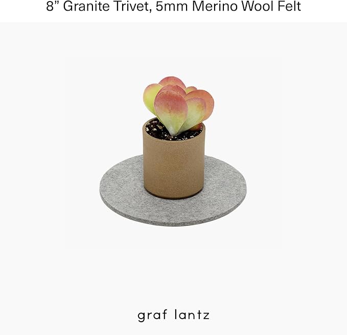 Graf Lantz - Trivets for Hot Dishes - Heat Resistant 100% Merino Wool - Hot Pads for Kitchen, Countertops, Tables, Sizzling Dishes, Pots & Pans - Home Decor, Kitchen Accessories - 8", Granite