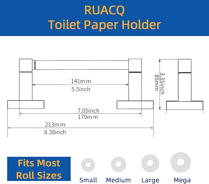Ruacq Toilet Paper Holder Brushed Nickel 2 Pack Double Post Pivoting Square Tissue Holders Roll Holder Hangers Toilet Paper Stand Stainless Steel and Zinc Alloy Modern Wall Mounted