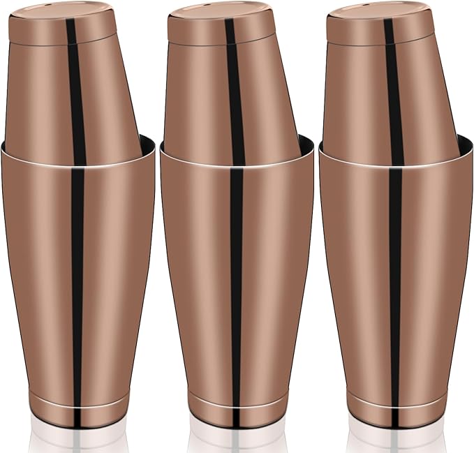 Sabary 6 Pcs Cocktail Shakers Professional Bar Shaker Boston Set Stainless Steel Martini Drink Mixer Basic Tool Weighted Shake Metal Can Cocktail Shaker Set, 18 Oz, 28 oz (Bronze)