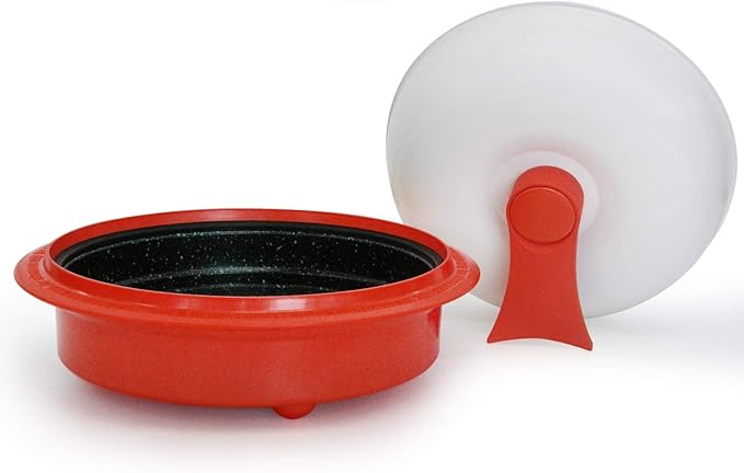 1.5-Quart Nonstick 4-piece Everyday Pan Set for Microwave Cooking, Red
