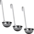 Super Sturdy, Ergonomic 8 Oz. Soup Ladle 3 Pk. Stainless Steel Ladles with Long Handles. Best Kitchen Accessories for Stirring, Portioning and Serving Soups, Chili and Stew in Restaurants and at Home