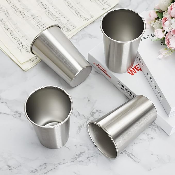 8 Pack 24oz Stainless Steel Pint Cup,Healthy Unbreakable and Stackable,Metal Drinking Glasses