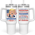 wowcugi Best Grandma Ever Tumbler with Handle 40oz, Trump Grandma Gifts for Birthday Christmas Mothers Day, Nana Gift for Grandmother Mimi Grandmom from Granddaughter Grandson