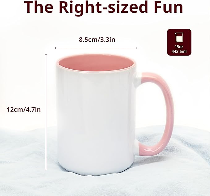 Ceramic 15oz Sublimation Coffee Mug, Pink, Case of 12