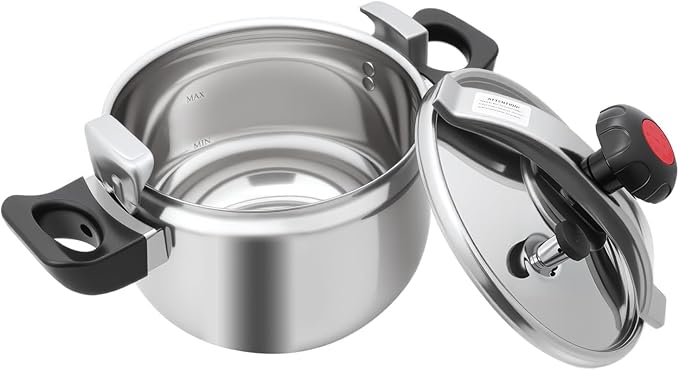 7L/7.4 Qt Pressure Cooker, 60Kpa High Pressure Stovetop Cooker with Double Handle, 201 Stainless Steel Pressure Canner for Stewing, Boiling & Steaming Meals