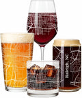 Blue Ridge Mountain Gifts - Raleigh Souvenir - North Carolina Glassware Gift, Etched City Map, Laser Engraved and Dishwasher Safe