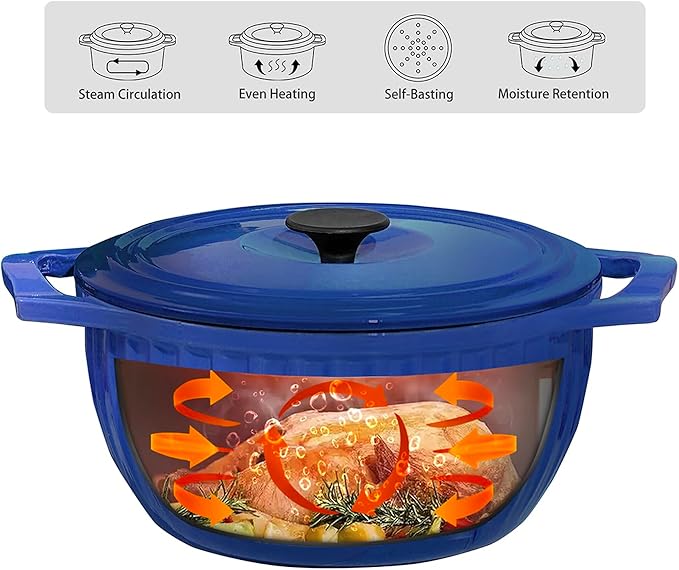 5 Quart Cast Iron Dutch Oven Pot with Lid, enameled cast iron pot, blue dutch oven, porcelain cast iron dutch oven, pot with lid blue