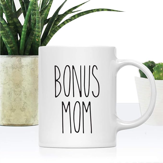 Andaz Press Simple Rustic Farmhouse Kitchen Decor 11oz. Ceramic Coffee Tea Mug Gift, Bonus Mom, 1-Pack, Birthday Christmas Gift Ideas for Family, Friends