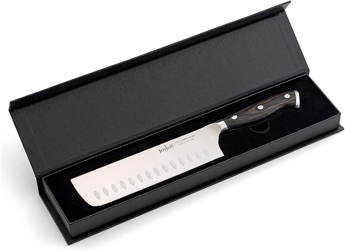 JoyJolt 7” Nakiri Knife. High Carbon x50 German Steel Kitchen Knife – Magnetic Gift Boxed Japanese Knife.