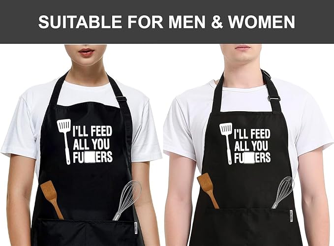 Funny Grilling Aprons for Men with Pockets BBQ Novelty Cooking Apron for Son Grandad Christmas Fathers Day Gift
