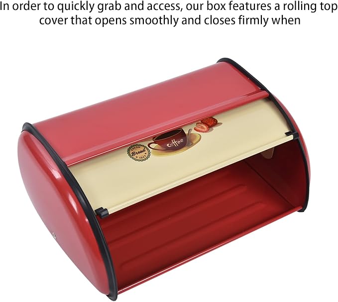 Yosoo Metal Bread Box, Multi Functions Saving Space Bread Holder Anti for Kitchen Countertop for Bakery(red)