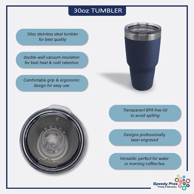 Custom Tumblera Tumblers Travel Mugs Everything Happens for A Reason Inspiration & Motivation Insulated Drinkware Stainless-Steel 30 Oz Navy Personalized Text Here