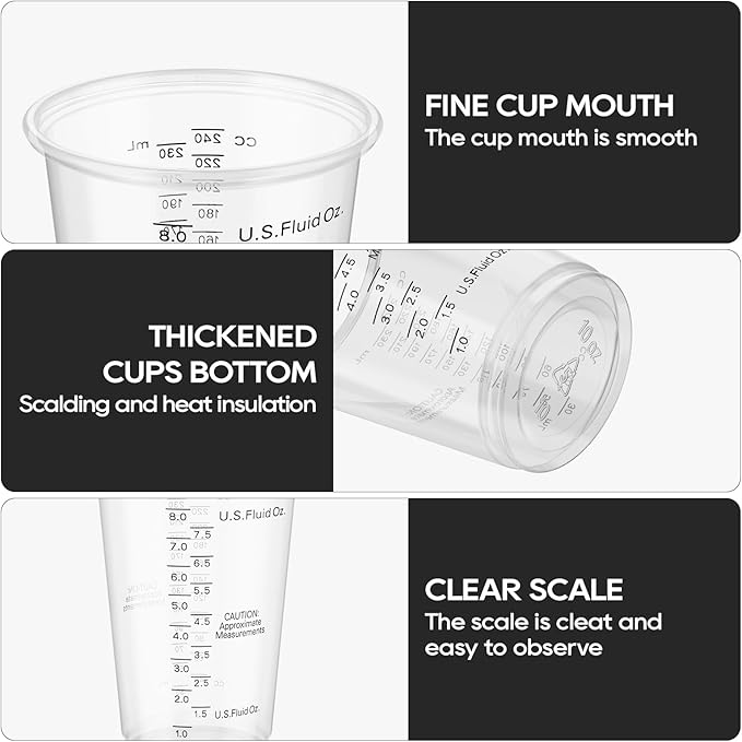 Turbo Bee Plastic Measuring Cups 8OZ,200 PACK Disposable Mixing Cups with 200 Mixing Sticks,Paint Graduated Measuring Tumblers for Epoxy Resin, Paint Mixing, Art DIY