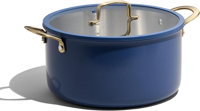 CAROTE 8QT Fully-Clad 3-Ply Stainless Steel Stockpot with Lid Small Kitchen Pot,Outer Ceramic Layer,Even Heating, Fits all stoves,Oven & Dishwasher Safe,Stay Cool Handle,Blue (PFAS/PFOA/PFOS Free)