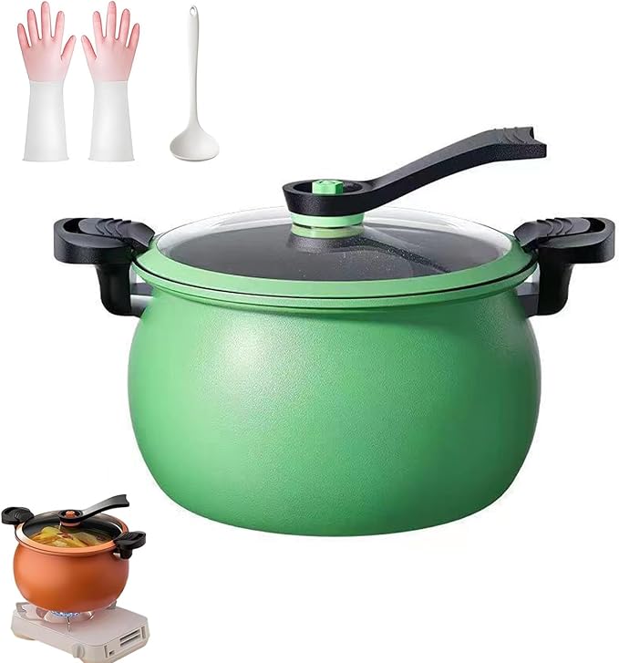Multifunctional Large Capacity Non-Stick Pressure Cooker, 8 Qt Micro Pressure Cooker With Visible Transparent Glass Cover, Make You Fall In Love With Cooking (Green)