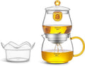Easy to Soak Tea Pot, Total 560ml (18.94 oz) Glass Teapot with Base, Tea and Water Separation Magic Teapot for Stovetop, Home, Office or Solo Tea Drinking