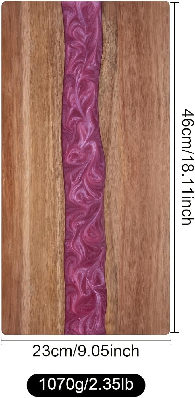 Resin Charcuterie Board - Acacia Wood Cutting Board, 18.7inch Charcuterie Board (pink)