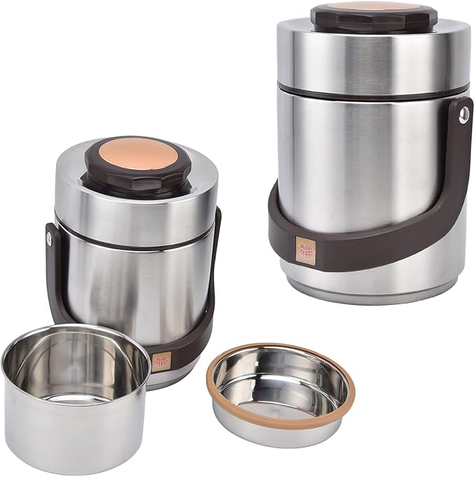 Stackable Food Containers, 1500 ml Stainless Steel Wide Mouth Lunch Box, Reusable Vacuum Insulated Food Jar for Adult (20cm/7.9in * 14cm/5.5in)