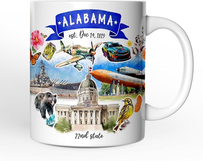OrnamentallyYou Artistic Alabama State Themes and Landmarks Mug