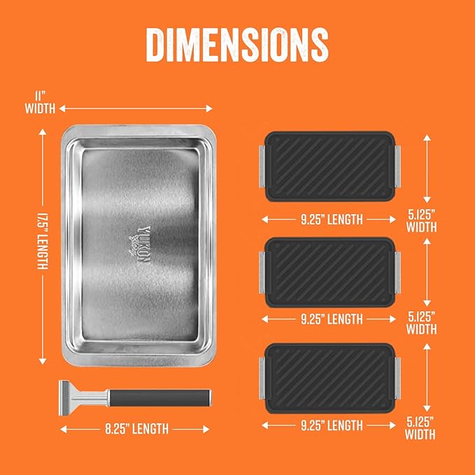 Yukon Glory Sear 'N Serve Cast Iron Grill Pan Set, 3 Cast Iron Grill Baskets with Serving Tray & Clip-On Handle, for Stovetop or Outdoor Grills