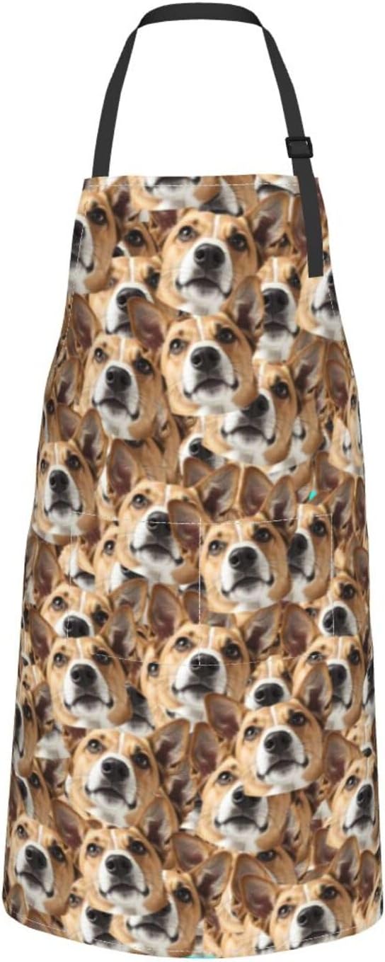 Custom Dog Face Apron for Men Women, Personalized Photo Bib Apron with Pockets, Customized Chef Aprons