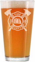 Firefighter Symbol Pint Glass for Beer - Unique Fireman Beer Glass Gifts for Firefighters - 16 Oz