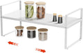 16.5-27’’L Expandable Stackable Cabinet Shelves, Adjustable Spice Rack Cabinet Shelf Organizer for Kitchen, Countertop, Pantry and Cupboard, White