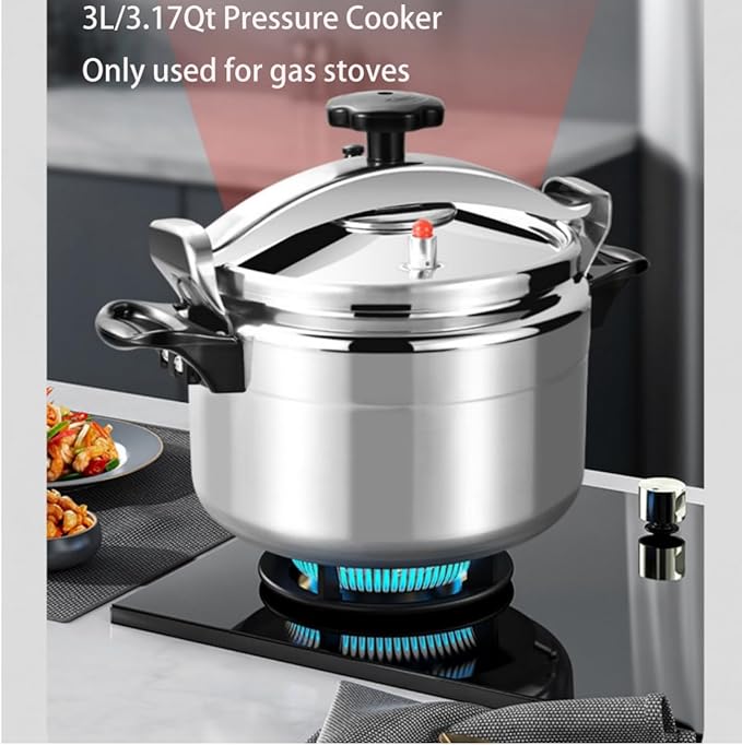 3L/3.17Qt Mini Pressure Cooker, Aluminum Alloy Pressure Pot with Safety Lock Lid & Valve, Small Pressure Canner, for Kitchen, Restaurant, Home, 35KPA