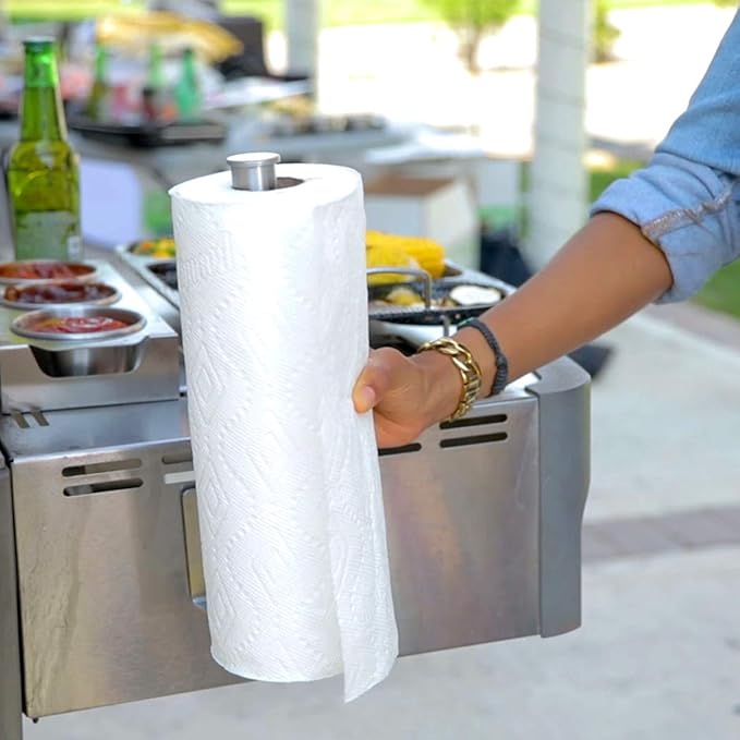 Yukon Glory Magnetic Paper Towel Holder for Refrigerator & Grill, Stainless Steel, Strong Magnet, Rotatable, Non-Scratch Pad