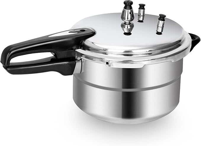 BreeRainz 5.3 Quart Pressure Cooker, 10 PSI Induction Compatible Pressure Canner w/Honeycomb Stainless Steel Clad Base for Fast & Even Heating, Canning Rack Included
