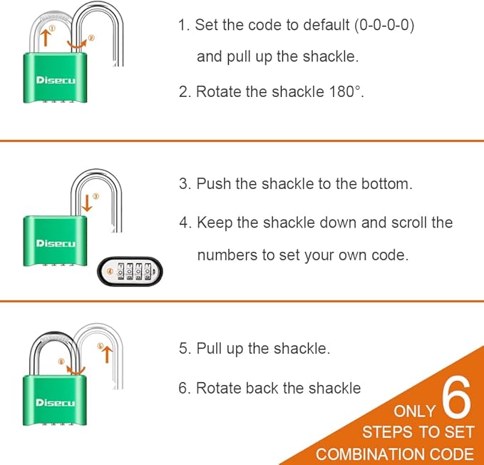 1 Pack disecu Heavy Duty 4 Digit Combination Lock, Outdoor Waterproof Padlock for School Gym Locker, Storage Unit, Shed, Fence, Gate (Green)