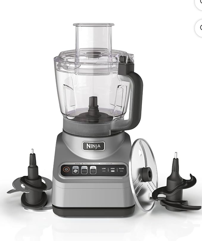 Ninja Professional Food Processor, 850 Watt motor, 9-Cup Capacity, 3 Auto iQ Preset Programs, Powerful dough mixer, Gray (BN600)