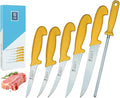 SMI - 6 Pcs Solingen Butcher Knife Set Germany Professional Chef knife Set Boning Knife Sharpening Steel Rod Meat Knife Sharp Kitchen Knives - German steel 1.4116