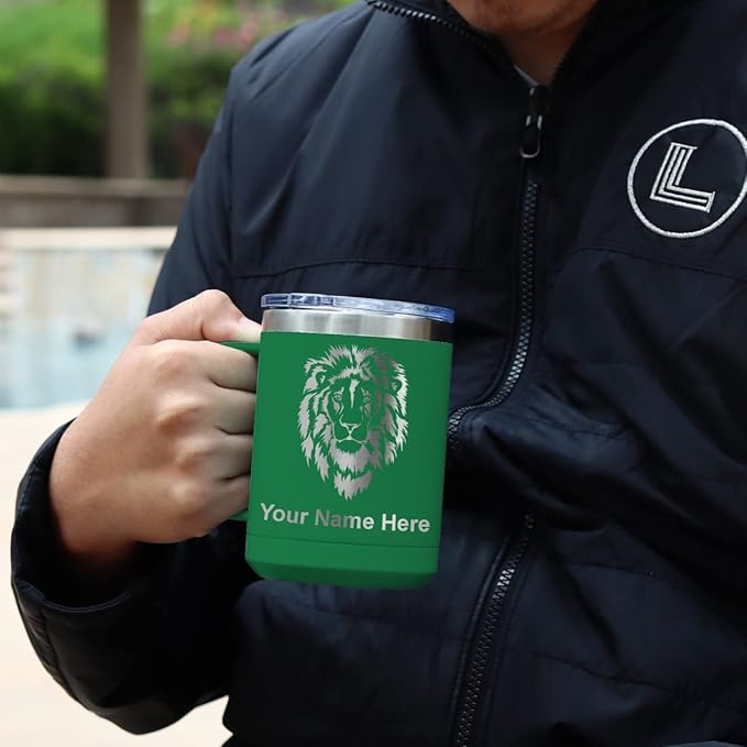 LaserGram 15oz Vacuum Insulated Coffee Mug, Sushi, Personalized Engraving Included (Green)