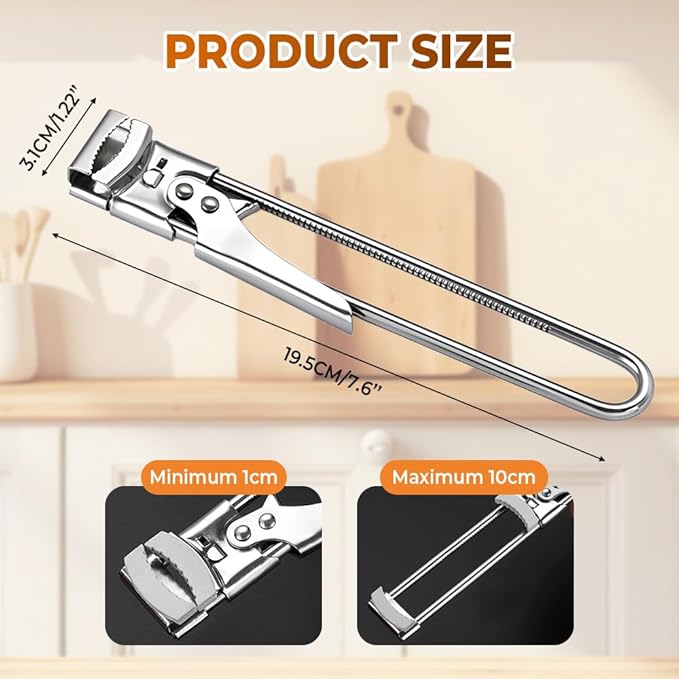 Adjustable Stainless Steel Jar Opener, Easy Grip Jar Opener for Weak Hands, Multifunctional Bottle & Lid Opener Kitchen Accessories (3PC)