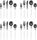 Matte Black Silverware Set with white handle, Bysta 20-Piece Stainless Steel Flatware Set, Kitchen Utensil Set Service for 4, Tableware Cutlery Set for Home and Restaurant, Dishwasher Safe