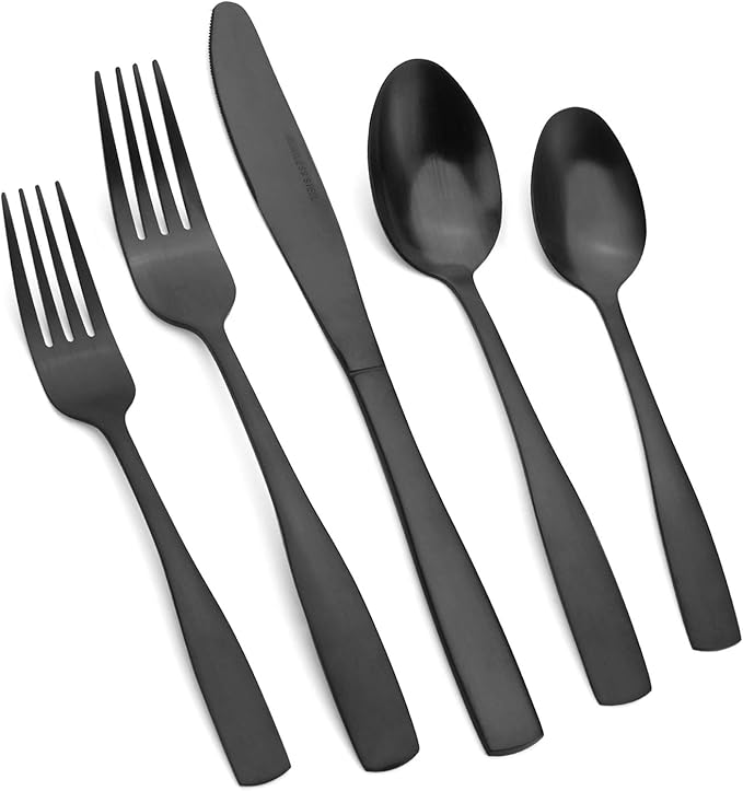 Vanys 40-Piece Silverware Set, Satin Finish Flatware Cutlery Set Service for 8, Knives/Forks/Spoons Included, Dishwasher Safe