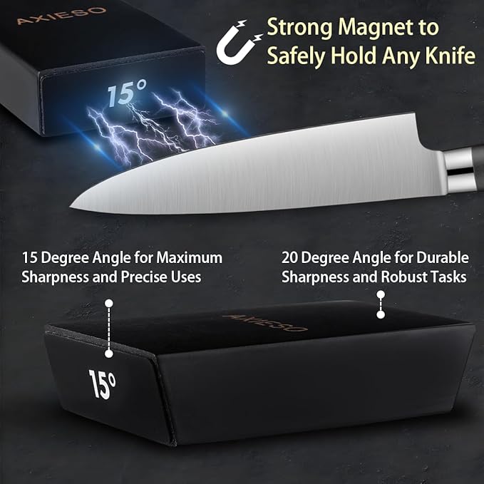 Rolling Knife Sharpener Kit - Roller Knife Sharpening Tool with Diamond and Ceramic for All Knives - User-Friendly Professional Tumbler Kitchen Knife Sharpeners with 15° and 20° Magnetic Angles