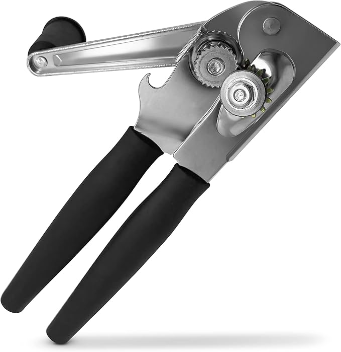 Commercial Can Opener, Manual Heavy Duty Hand Crank, Large Handheld Can Opener Easy for Big Cans, Swing Grip Design, Manual Can Opener with Comfortable Easy Crank Handle, Black