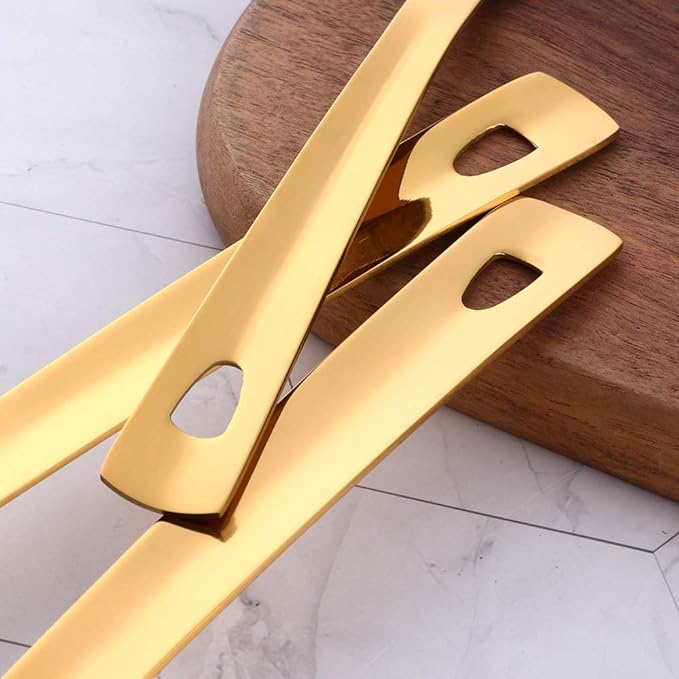 Sauce Ladle, BYEGOU Gold Drizzle Spoon with Spout Gravy Soup Ladle, Stainless Steel Kitchen Utensil, Mirror Polish & Dishwasher Safe, 8.67 Inch