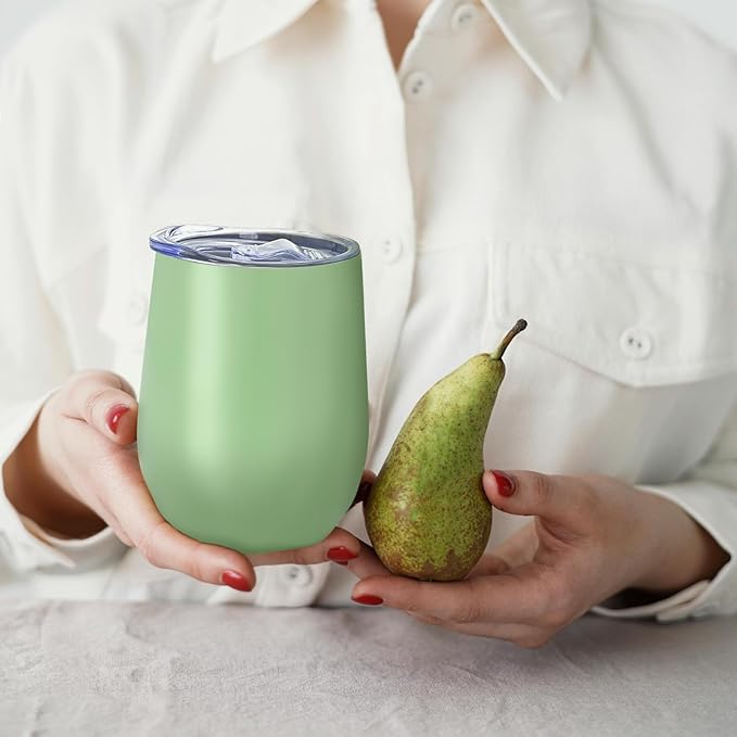 YOUKE OLA 18 Pack Stainless Steel Wine Tumbler with lid, 12oz Insulated Wine Tumbler Stemless Double Wall Vacuum Wine Glass Coffee Tumbler Bulk for Coffee, Wine, Cocktails, Champaign, 18 Colors