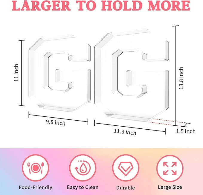 13.8" Acrylic Letter Charcuterie Tray, Charcuterie Letters Fillable Box for Food, Reusable Serving Cake Candy Dish Display Tray for Birthday Anniversary Party Decoration (Letter G)