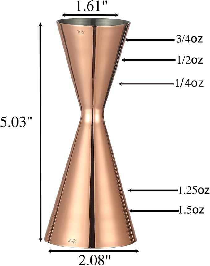 Double Cocktail Jigger Slim Style Measuring Jigger (Smooth CopperPlated)