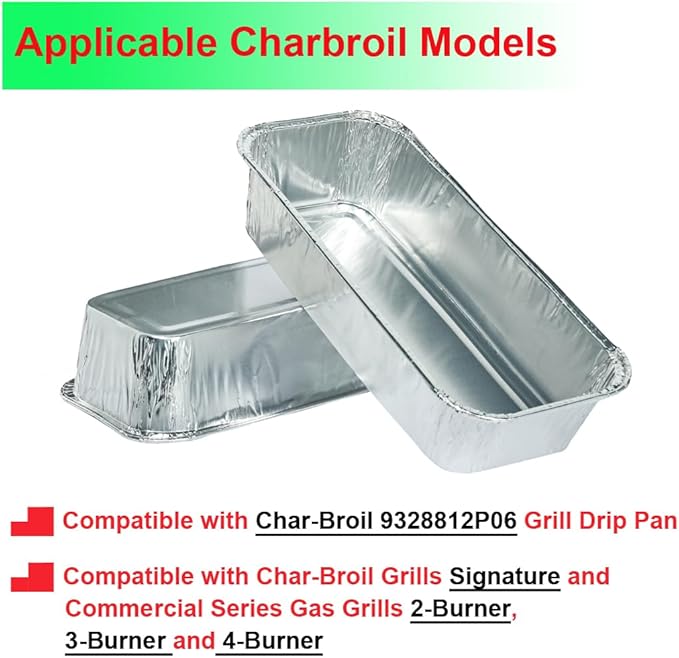 Drip Pan Replacement for CharBroil Grill 9328812P06 Grease Tray for Char Broil G416-0015-W1 with 12 Pack Aluminum Foil Liner