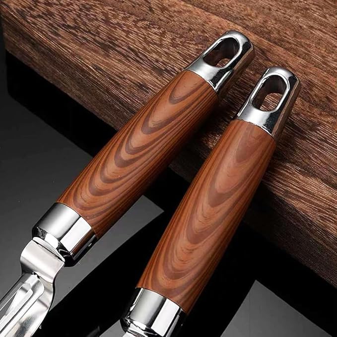Y-Shaped Vegetable Peeler with Non-Slip Wood Grain Handle, Ergonomic Stainless Steel Potato & Fruit Peeler for Effortless Peeling - Professional Kitchen Peeler