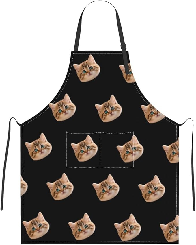 Custom Face Apron for Men Women, Personalized Photo Apron with Pockets, Customized Kitchen Aprons