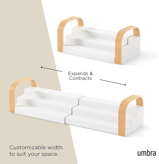 Umbra Bellwood Three-Tier Spice Shelf, Natural/White