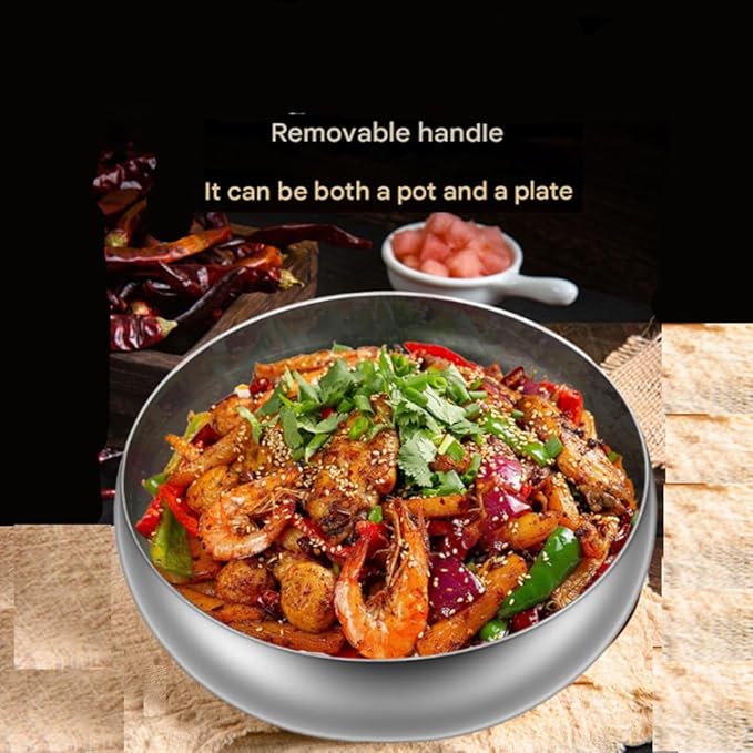 Titanium Hammered Pan, Thickened Multi-Layer Titanium Stock Pot, Titanium Wok Pan, Scratch-Resistant Non Stick Titanium Frying Pans, Even Heating for Cooking,No lid,10.23in
