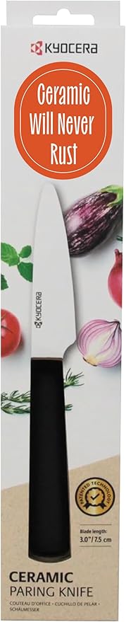 Kyocera INNOVATIONwhite 3" Ceramic Paring Knife - White Z212 Blade with Non-Slip Black Handle